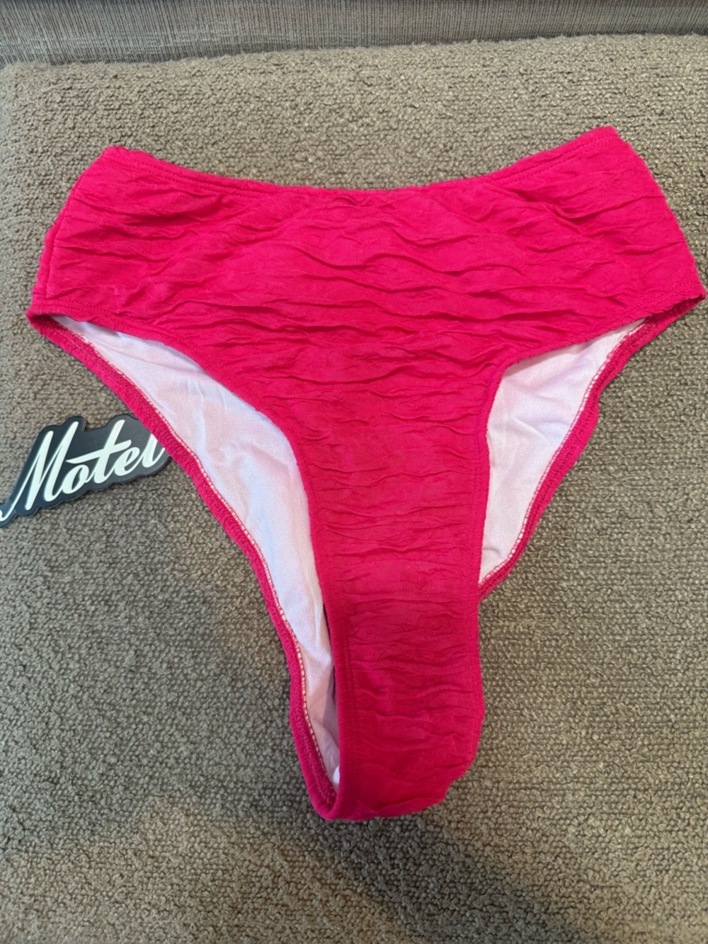 Women's Shaca Bikini Bottoms Crinkle Pink NWT